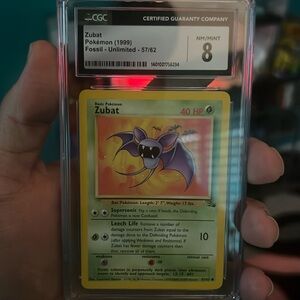 Pokemon slab NM8 Zubat fossil 1999